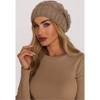 Love Lace Women's Warm Braided Knit Beanie Hat Rolled Cuff Soft Yarn Winter Cap in Beige