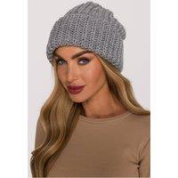 Love Lace Women's Soft Thick Rib Knit Folded Edge Warm Beanie Hat Relaxed Modern in Grey