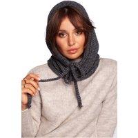 Love Lace Women's Balaclava Knit Chimney Sweater Super Warm Neck Hood Hat in Grey
