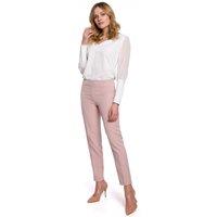 Love Lace Women's Straight Cut Trousers with Concealed Zipper in Pink | Size: XL