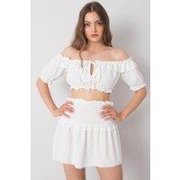 Love Lace Women's Spanish Neck Tie Front Short Sleeve Blouse in White | Size: Medium