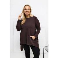 Love Lace Women's Plus Size Asymmetrical Pocket Blouse in Brown