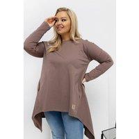 Love Lace Women's Plus Size Asymmetrical Tunic with Pockets Style 222407 in Brown