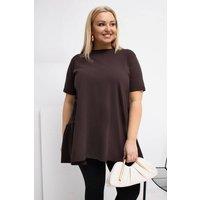 Love Lace Women's Plus Size Casual Cotton Elastane Blouse in Brown