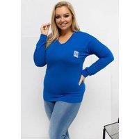 Love Lace Women's Plus Size V Neck Pocket Blouse Micromodal in Blue