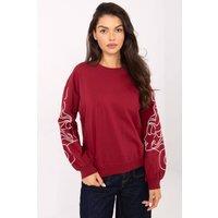 Love Lace Women's Soft Cotton Elastane Embroidered Sweatshirt Style 218380 in Red