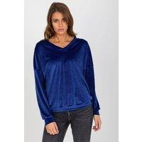 Love Lace Women's Velour V Neck Long Sleeve Casual Sweatshirt Style 185954 in Blue