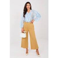 Love Lace Women's High Waisted Wide Leg Cotton Frill in Mustard