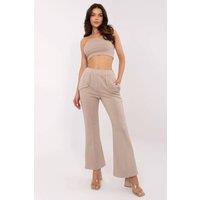 Love Lace Women's Bell Bottom Tracksuit Trousers with Brooches in Beige