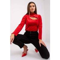 Love Lace Women's Long Sleeve Velour Cutout Stand Collar Blouse in Red