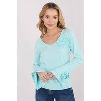 Love Lace Women's Elegant Cotton Long Sleeve V Neck Bell Blouse in Green