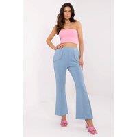 Love Lace Women's High Waist Bell Bottom Sweatpants with Brooch in Blue