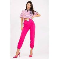 Love Lace Women's High Rise Elastic Waist Fabric Pants Pockets in Fuchsia | Size: Small
