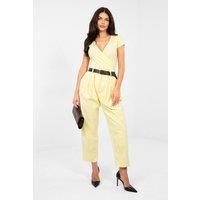 Love Lace Women's Italian Corduroy High Waist Carrot Trousers in Yellow