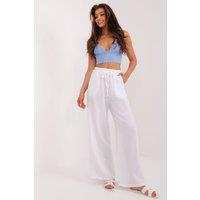 Love Lace Women's Italian Style High Rise Polyester Trousers in White