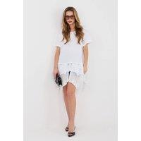 Love Lace Women's Boho Cotton Blouse with Embroidered Ruffle in White