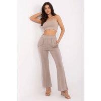 Love Lace Women's Bell Leg Tracksuit Trousers with Brooch in Beige