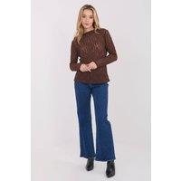Love Lace Women's Elegant Lace Long Sleeve Boat Neck Blouse Style 222755 in Brown