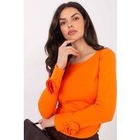 Love Lace Women's Cotton Sleeve Casual Blouse with Flower Detail in Orange
