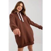 Love Lace Women's Long Hooded Sweatshirt Sweater with Pockets in Brown