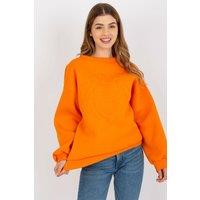 Love Lace Women's Long Sleeve Embroidered Blouse Round Neck in Orange