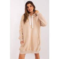 Love Lace Women's Long Hoodie Sweatshirt with Kangaroo Pocket in Beige