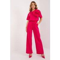 Love Lace Women's Cotton High Rise Straight Leg Trousers in Pink | Size: S/M