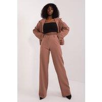 Love Lace Women's Elegant High Rise Straight Fabric Trousers in Brown | Size: 36