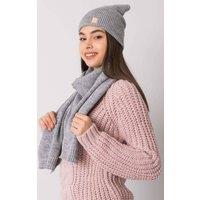 Love Lace Women's Winter Hat & Scarf Set Made in Poland for Everyday Warmth Comfort in Grey