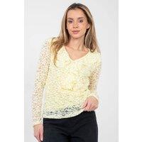 Love Lace Women's Elegant Ruffle Lace Blouse for Formal Wear in Yellow