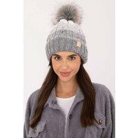 Love Lace Women's Plaid Winter Beanie with Fleece Lining & Fluffy Pom Pom in Grey