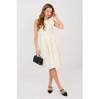 Love Lace Women's Elegant Polyester Viscose Cocktail Dress with Belt in Cream