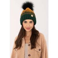 Love Lace Women's Plaid Fleece Lined Winter Beanie with Fluffy Pom Pom Warmth Hat in Green