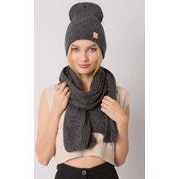Love Lace Women's Warm Knit Winter Hat & Scarf Set Two Piece Made in Poland in Grey