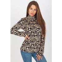 Love Lace Women's Velour Stand Collar Long Sleeve Blouse in Beige