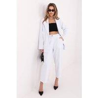 Love Lace Women's Paris Chic High Waist Corduroy Carrot Pants in White
