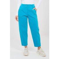 Love Lace Women's High Waist Carrot Fit Corduroy Trousers Style 225086 in Blue