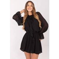 Love Lace Women's Flared Cocktail Dress with Jabot in Black