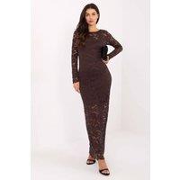Love Lace Women's Subtle Lace Maxi Dress with Slip & Sleeves in Brown