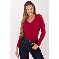 Love Lace Women's Universal Cotton Elastane Rib V Neck Blouse in Red | Size: S/M
