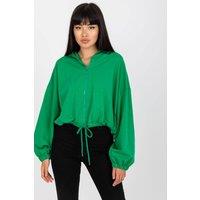 Love Lace Women's Zip Hooded Short Sweatshirt Tie Hem Long Sleeves in Green | Size: Large/XL