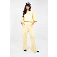 Love Lace Women's Butter Soft Wide Leg High Waist Sweatpants in Yellow | Size: Large/XL