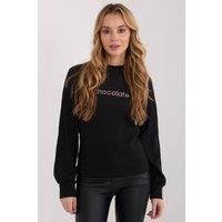 Love Lace Women's Embroidered Wide Stripe Casual Blouse with Puff Sleeves in Black | Size: Large/XL