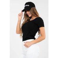 Love Lace Women's Fitted Ribbed Cotton Elastane Casual Blouse in Black | Size: S/M