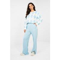 Love Lace Women's Buttery Soft Wide Leg High Waist Tracksuit Trousers in Blue | Size: S/M