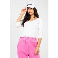 Love Lace Women's Fitted Cotton Elastane V Neck Blouse Style 224750 in White | Size: S/M