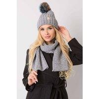 Love Lace Women's Set of Winter Hat & Scarf for Warm Comfort All Season Cozy in Grey