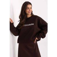 Love Lace Women's Classic Cotton Elastane Embroidered Sweatshirt Style 220862 in Brown