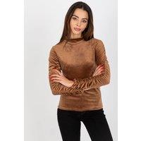 Love Lace Women's Velour Long Sleeve Stand Collar Blouse Style 173731 in Brown