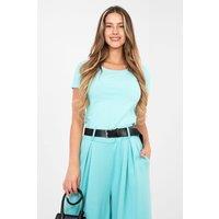 Love Lace Women's Fitted Cotton Elastane Round Neck Blouse Style 224607 in Mint | Size: S/M
